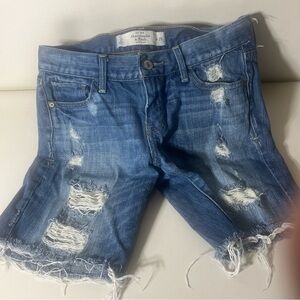 Abercrombie & Fitch Blue Distressed Jean Shorts